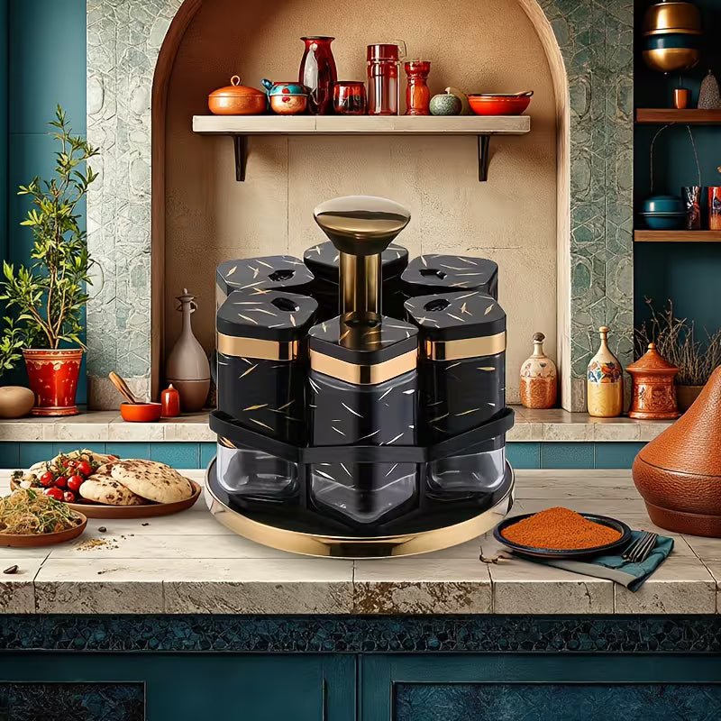 360° Rotating Kitchen Spice Carousel Rack