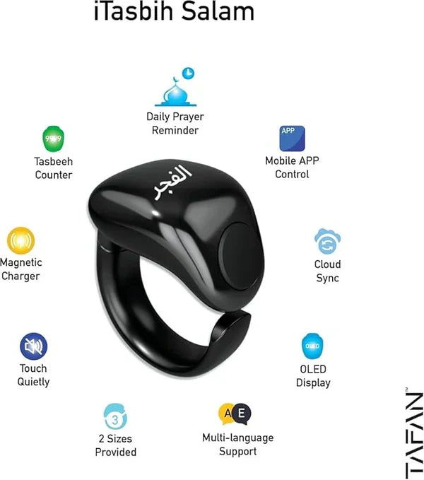 Weslamic iTasbih Smart Zikr Ring | Digital Tasbih with Prayer Alerts